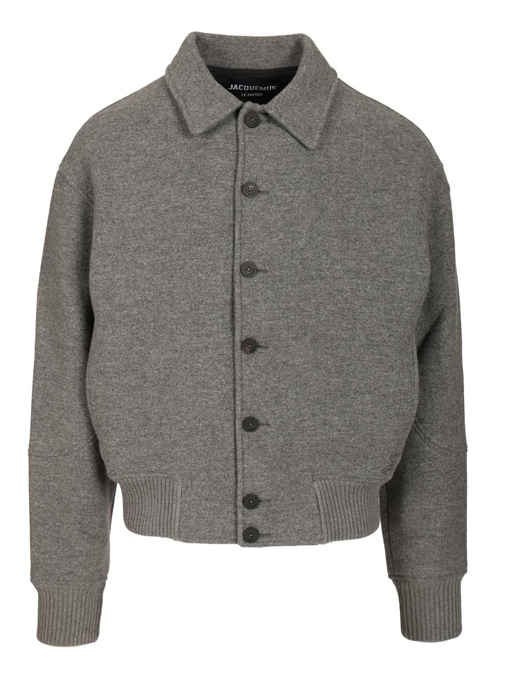 Jacquemus Felt Bomber Jacket Jackets - Grey | 504c6a538fbb841e9c79dde2a7e6a87b0df61301