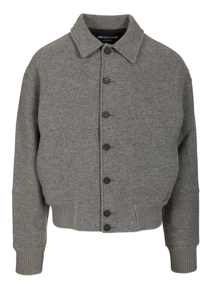 Jacquemus Felt Bomber Jacket Jackets - Grey | 504c6a538fbb841e9c79dde2a7e6a87b0df61301