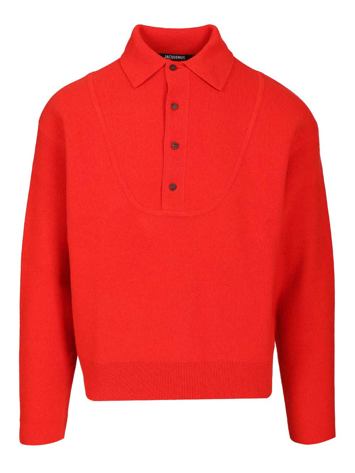Jacquemus Merino Wool And Cashmere Polo Shirt Knitwear - Red | 91154d5e1802707bb041782a3521d26b702b90c3