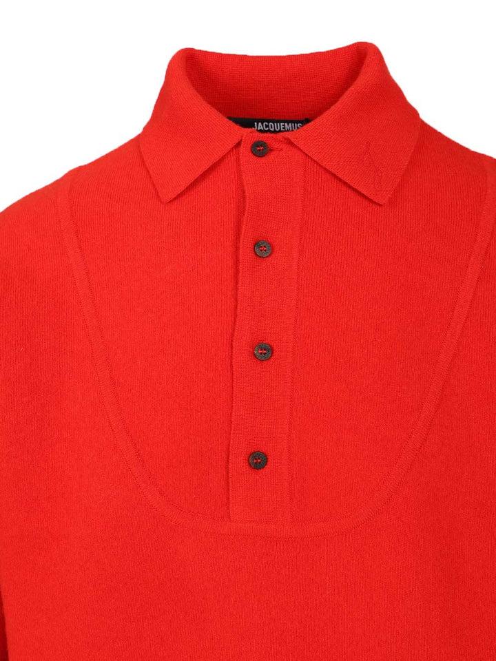 Jacquemus Merino Wool And Cashmere Polo Shirt Knitwear - Red | d9ecb600170de471947e7d066253e54d6ce4fbd8