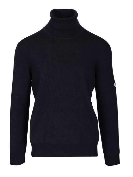 Navy Blue Wool Turtleneck Sweater Knitwear Blue