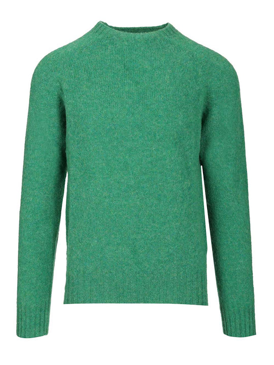 Shetland Wool Crew Neck Knitwear Green