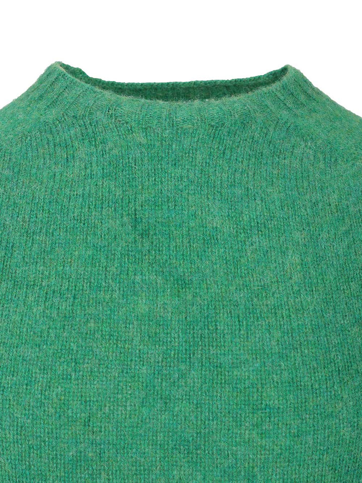 Howlin' Shetland Wool Crew Neck Knitwear - Green | 9808214e88bfbe8a990b6979571de13be0682134
