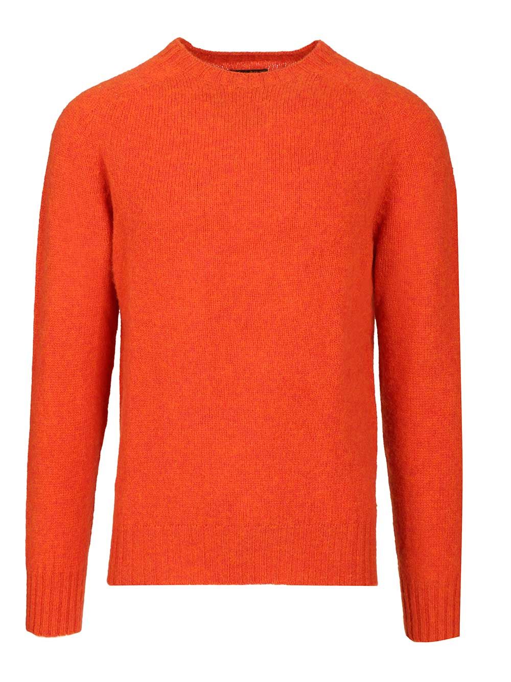 Howlin' Shetland Wool Crew Neck Knitwear - Orange | 452aa64e5cc50523eacc4c292309ab5c01b56d85