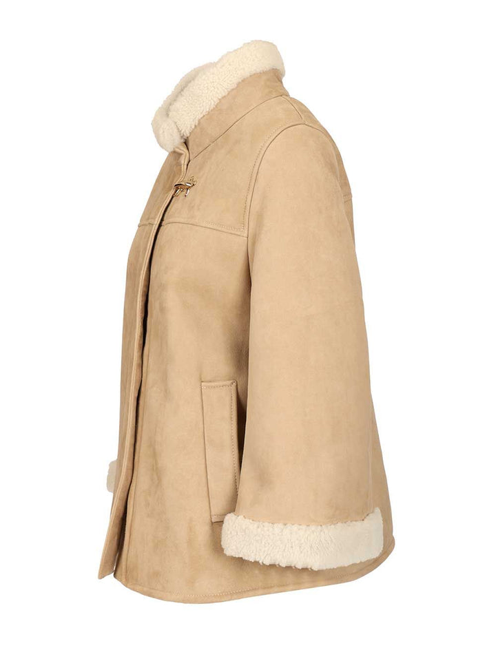 Fay Sheepskin Cape Coats - Grey | 1e3778488261a10f3310ecdf5f942ed81d3d4f36