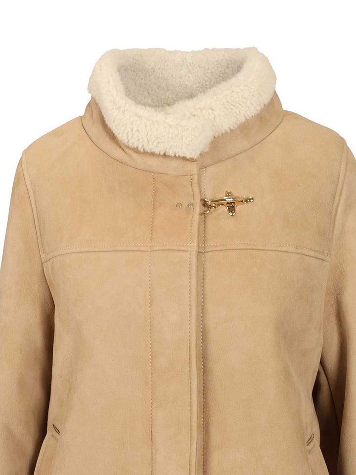 Fay Sheepskin Cape Coats - Grey | d6e2c27f30594c2facd127ed1102282992e5addb