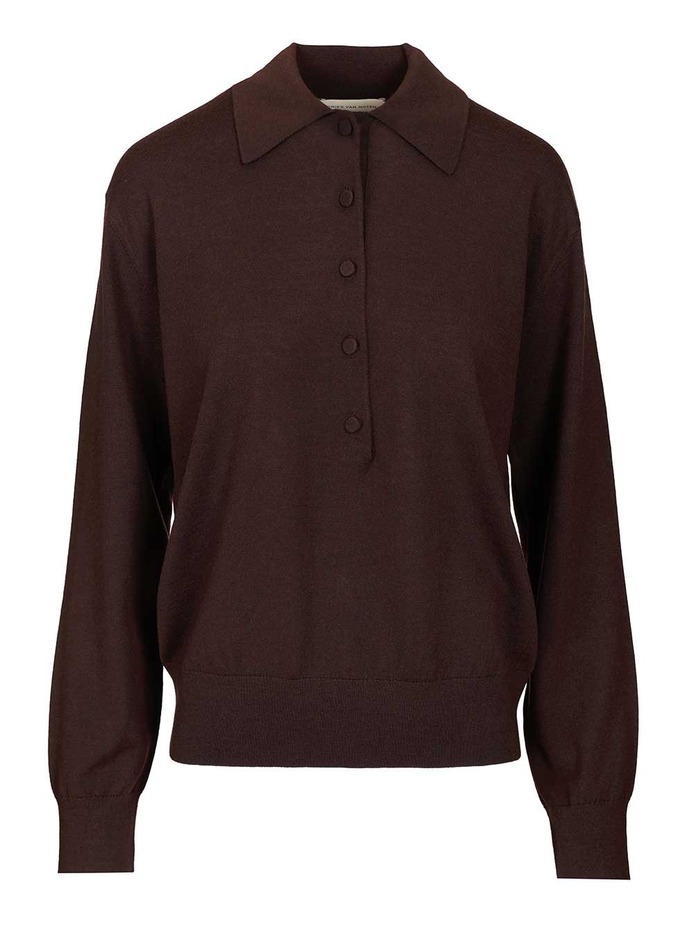 Dries Van Noten Polo Shirt Knitwear - Brown | 721f0ac7d2ad5d6ac95c16bb59c92c5c34979aa8