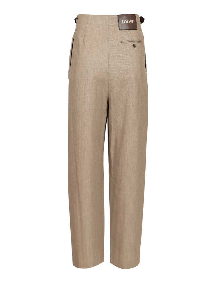 Loewe Wool And Silk Trousers - Beige | 9c0a4353f3551f982a077c0d583900d11248a155