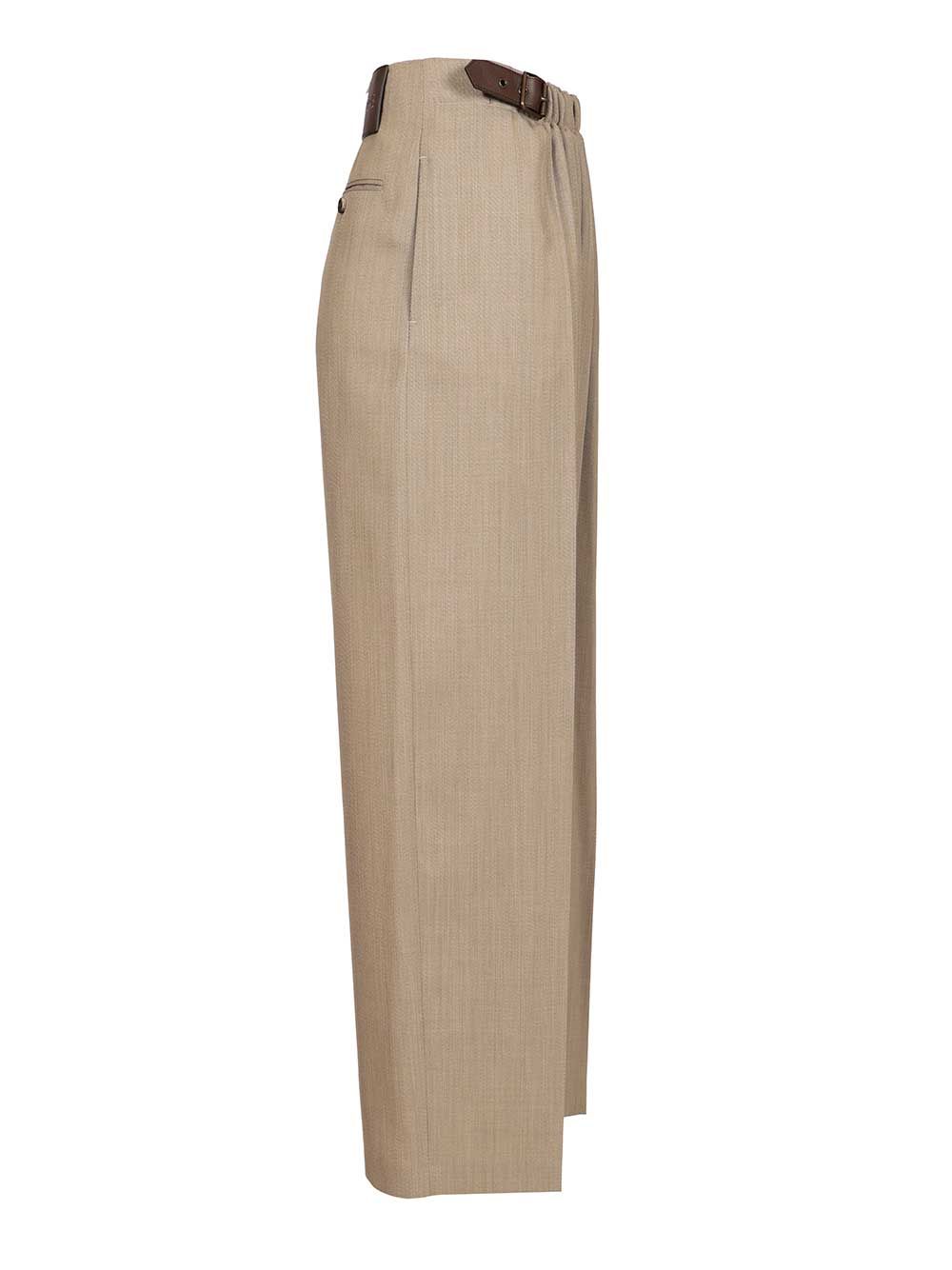 Loewe Wool And Silk Trousers - Beige | 9aa1c2bdb00084dc51cb481d43a257c5a66ab859