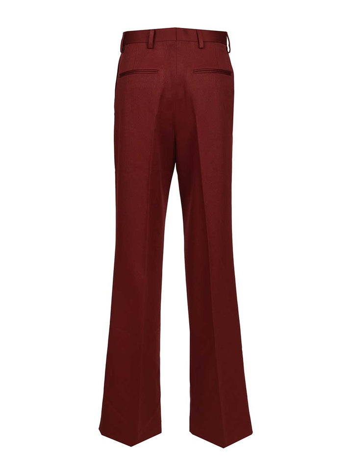 Dries Van Noten Pleated  In Shiny Wool Trousers - Bordeaux | b22b9255ec0c9b35e49d4e6e5ddcfa06783b8d13