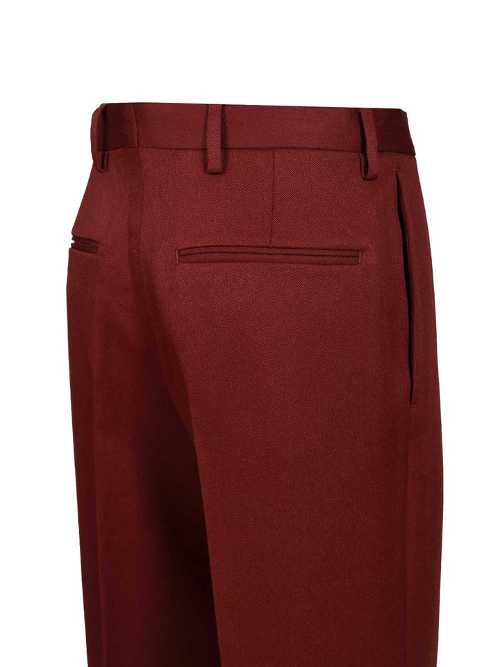 Dries Van Noten Pleated  In Shiny Wool Trousers - Bordeaux | 6c9b21194d63c49c3b6977e7a85c18a985ec2515