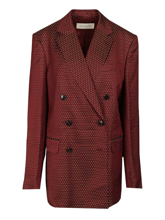 Double-Breasted Polka Dot Blazer Jackets Bordeaux