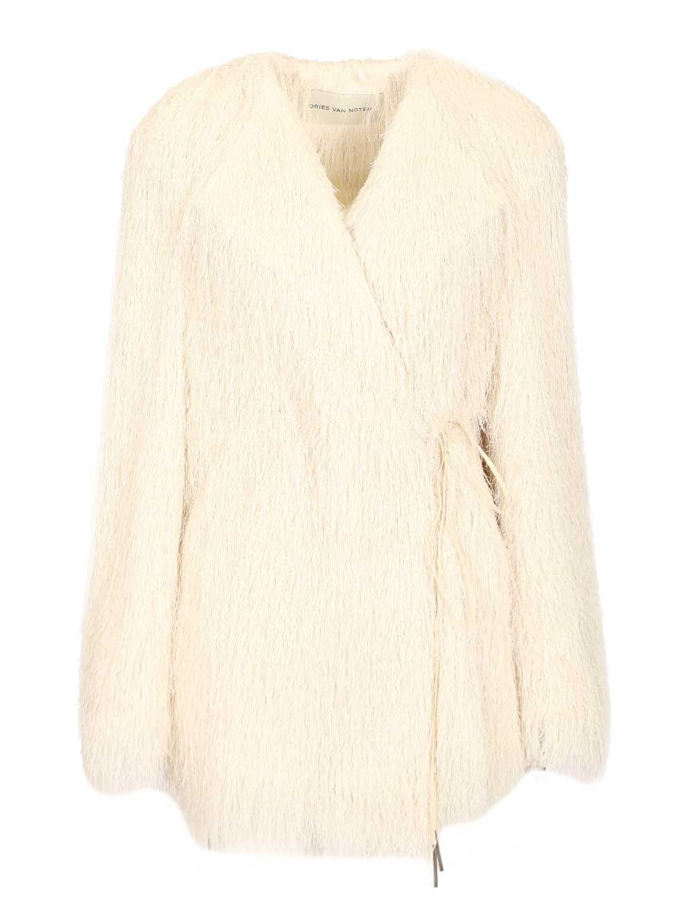Dries Van Noten Jacket With Fringes Coats - White | e0bfa2ed37a2f2113d0a005eb7fbc023f8c172a3