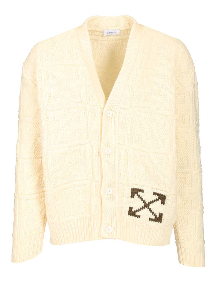 Off-White Arrow 3d Wool Cardigan Knitwear - Beige | 1a317c6f098a7d5e21b67b5419440fddc059e102