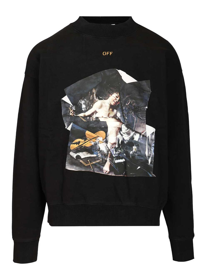 Off-White Cupid Paper Skate Sweater Sweatshirts - Black | 8288c8c427aa783029616be0d25b9c8ff176f691