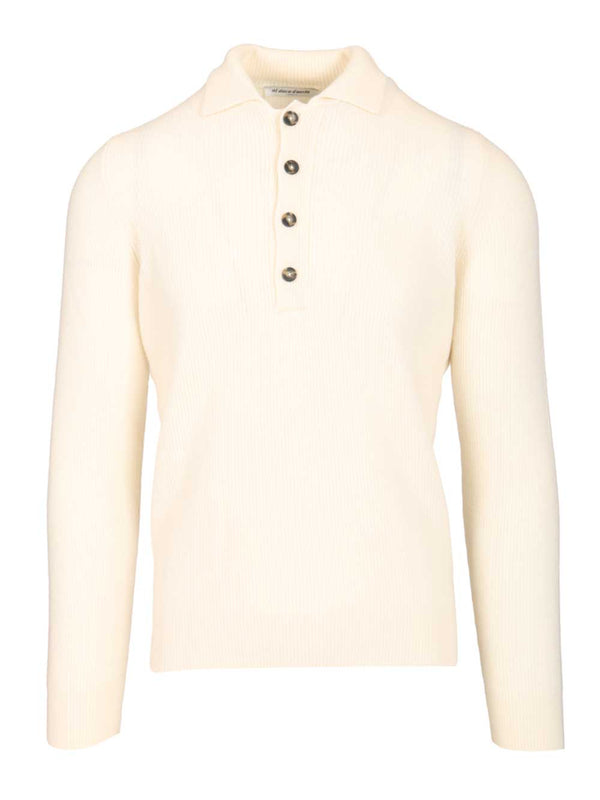 Wool And Cashmere Polo Shirt Knitwear White