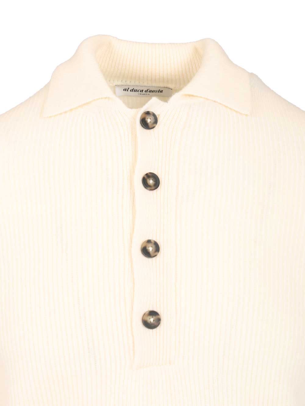Al Duca D'Aosta Wool And Cashmere Polo Shirt Knitwear - White | 7e3a09ab701dd81344f05cf64dd7e0a7cd707550