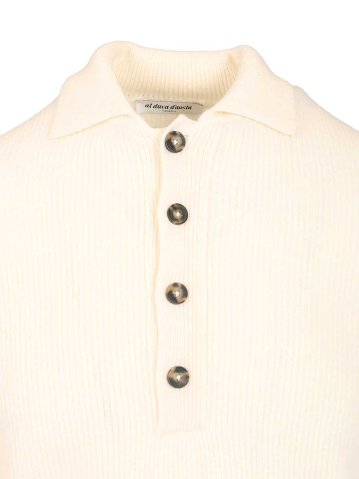Al Duca D'Aosta Wool And Cashmere Polo Shirt Knitwear - White | 7e3a09ab701dd81344f05cf64dd7e0a7cd707550