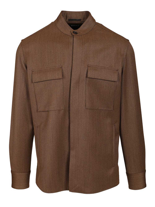 Wool Overshirt Jackets Brown