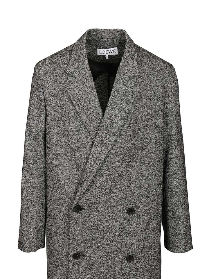 Loewe Double-Breasted Wool Blend Coat Coats - Grey | 7c081154d1586dff63bf721126c4988a71cd671d