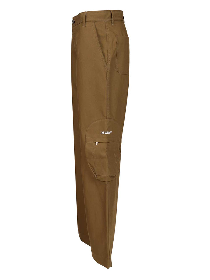 Off-White Bookish Cotton Cargo Pant Trousers - Brown | 96de80f6b885cfd85727d064586086864a199987