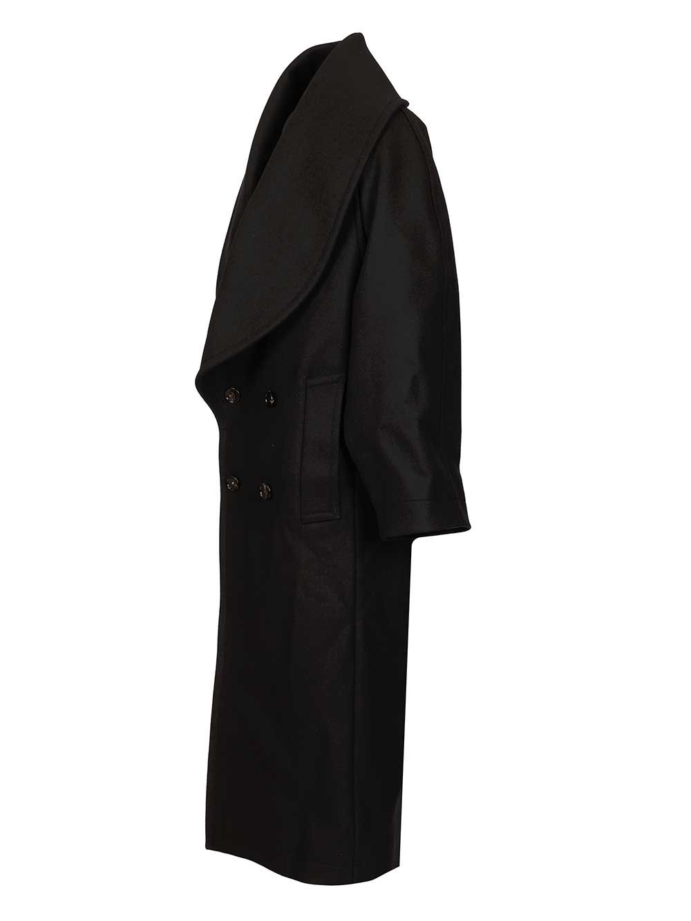 Bottega Veneta Double-Breasted Coat Coats - Black | 410dee52865b30d68e40eeca800ea3230ec50d0b