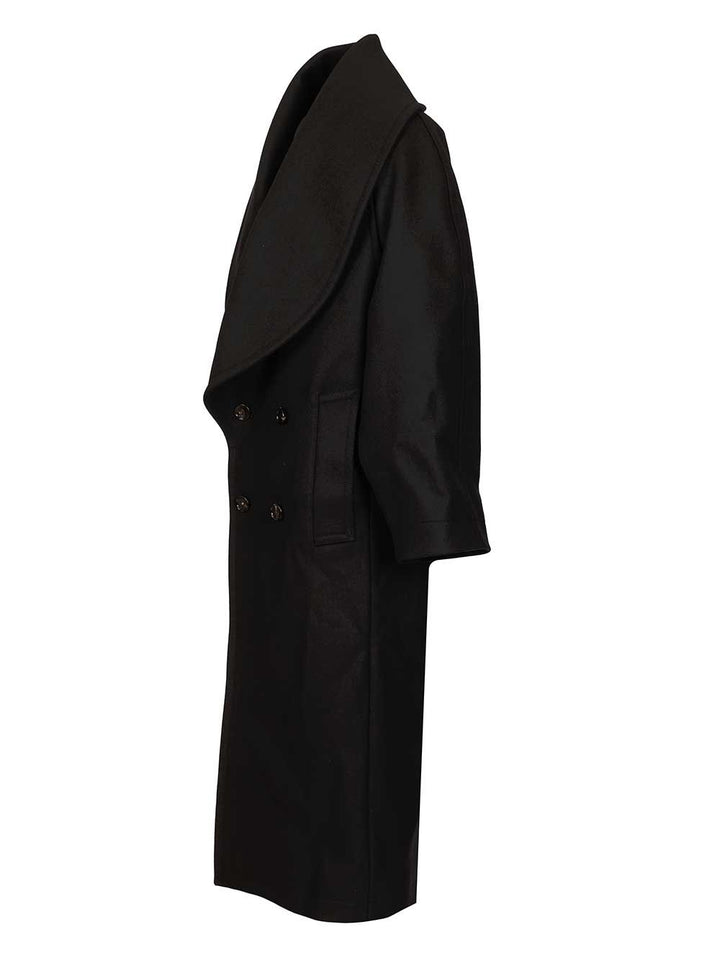 Bottega Veneta Double-Breasted Coat Coats - Black | 410dee52865b30d68e40eeca800ea3230ec50d0b
