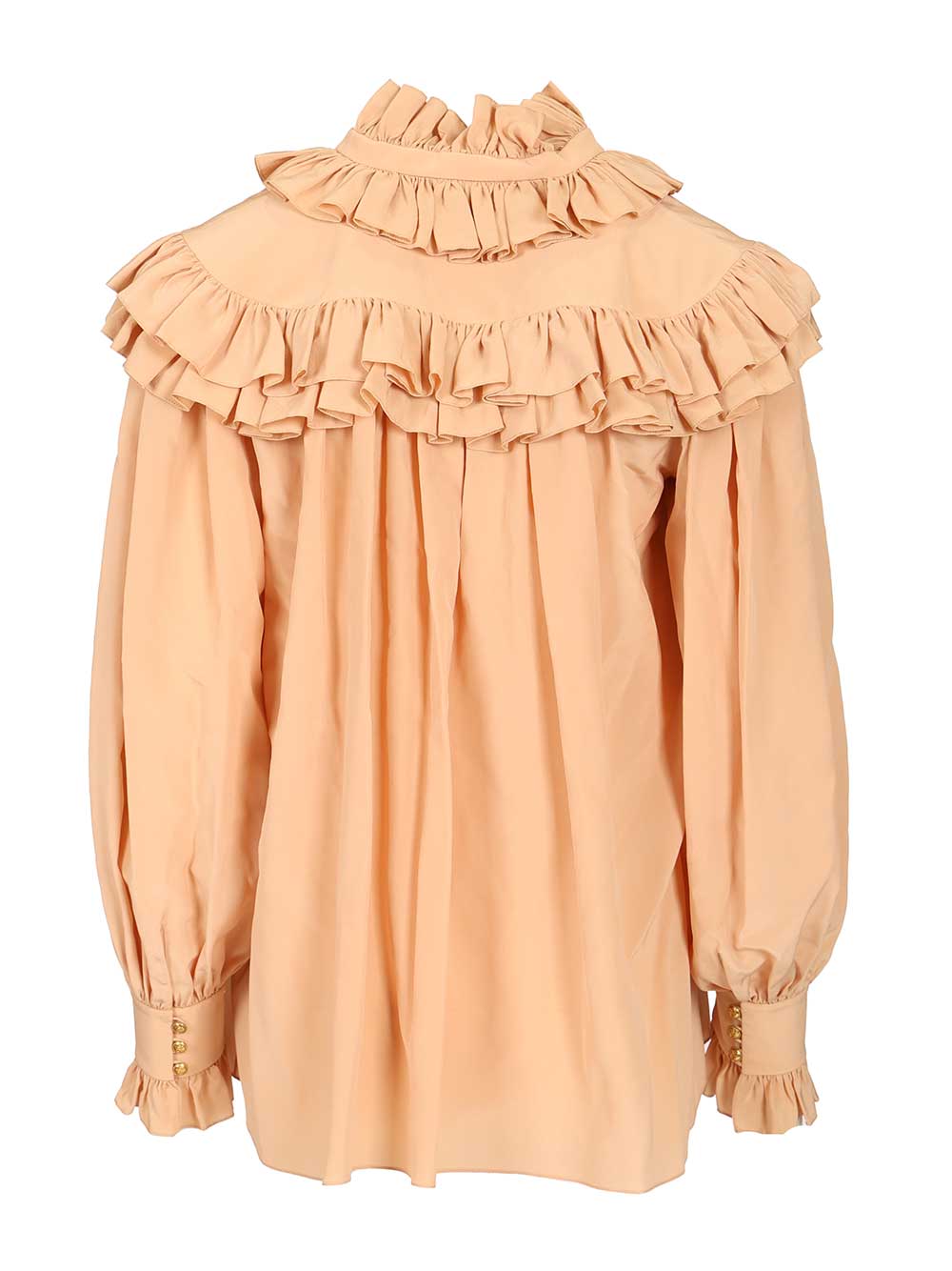 Chloe' Oversized Ruffle Top Shirts - Beige | 68b83eaa29c88a676b13596e17301a7e224d6094