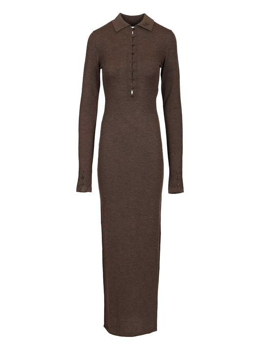Merino Polo Dress Dresses Brown