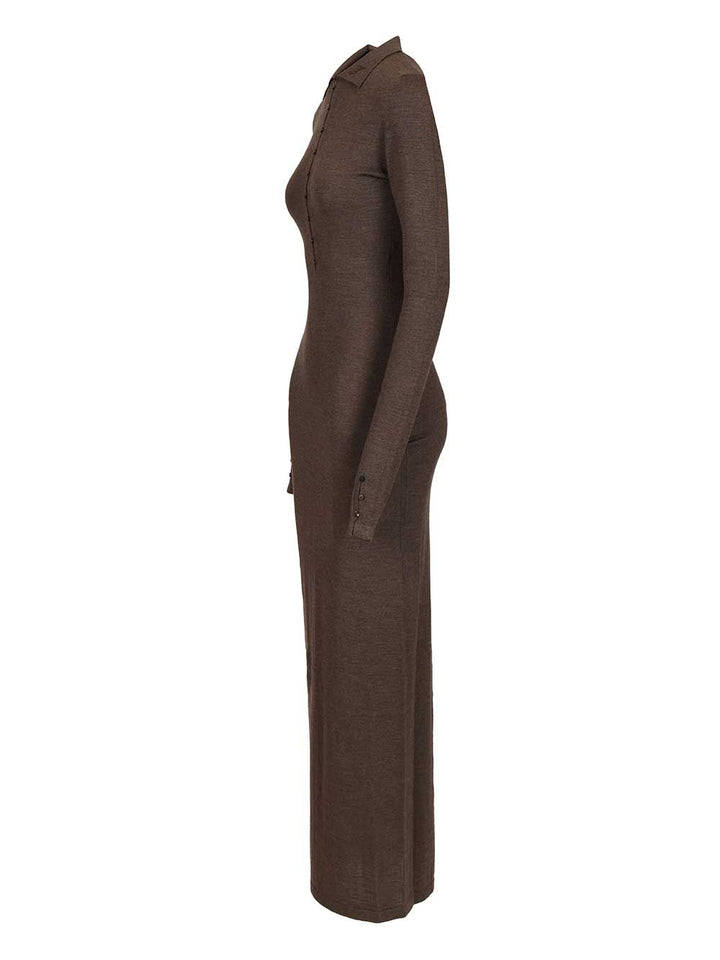 Jacquemus Merino Polo Dress Dresses - Brown | 3427f7ce08e640948e60268855150bb0f4176b7c