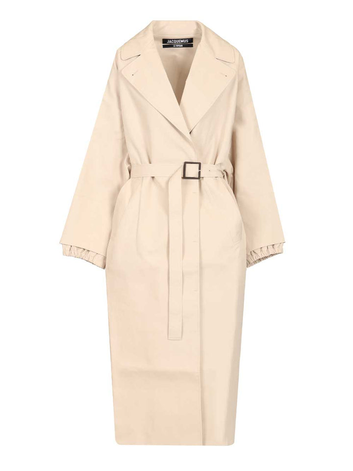 Jacquemus Trapezi Trench Coat Coats - White | 480f751785f3ed75410d0dfbe91cce3f6763b3d5