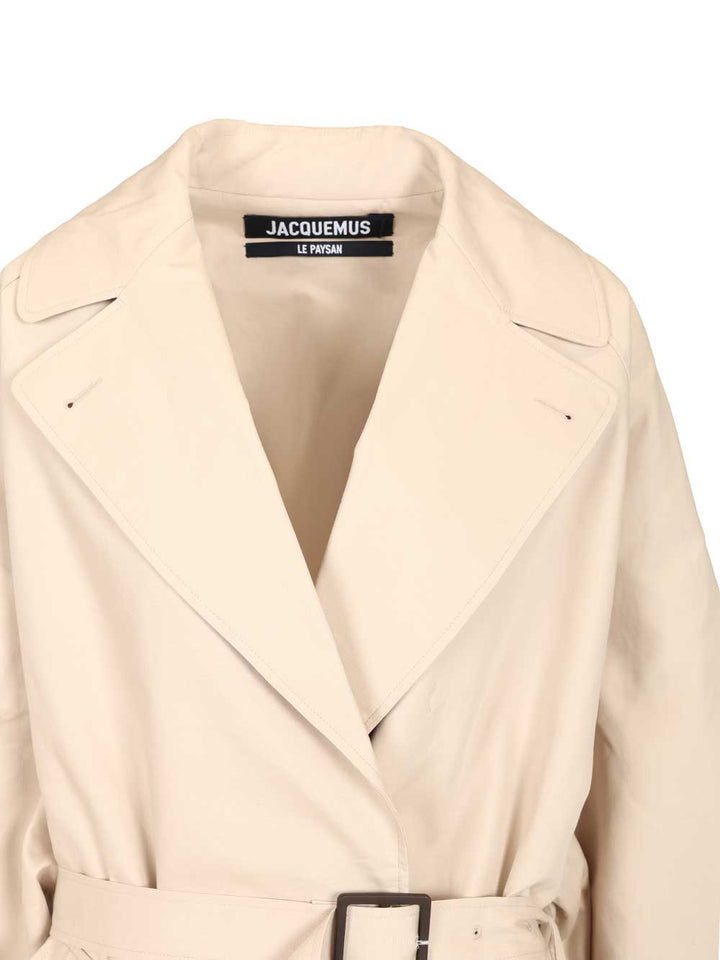 Jacquemus Trapezi Trench Coat Coats - White | a57735b0fc28a816cc8e7ca8964c18970cbc0131