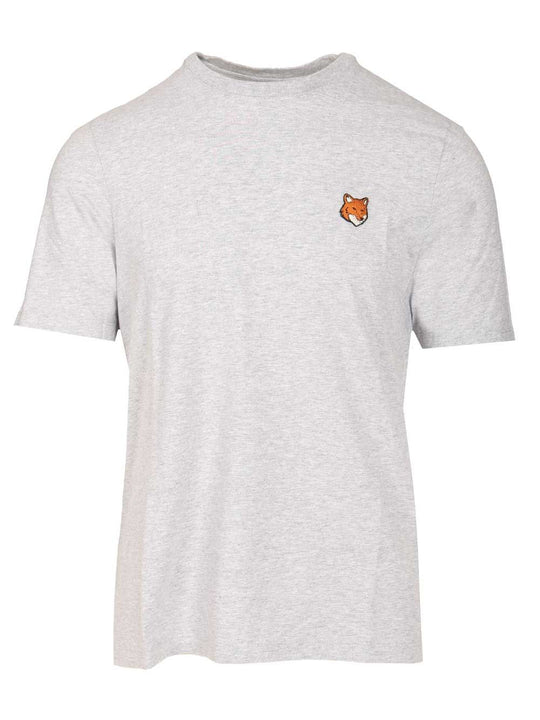 With Fox Head Embroidery T-Shirt Grey