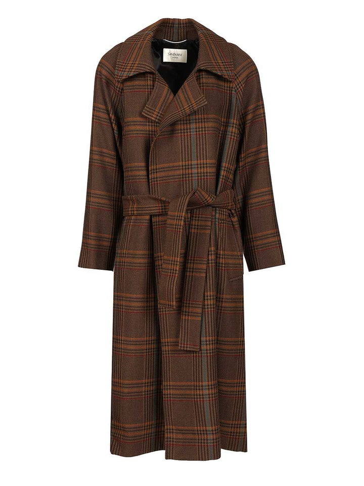 Saint Laurent Long Coat Coats - Brown | c77d2f77d39275fb36925a16005f2b974f02bfeb
