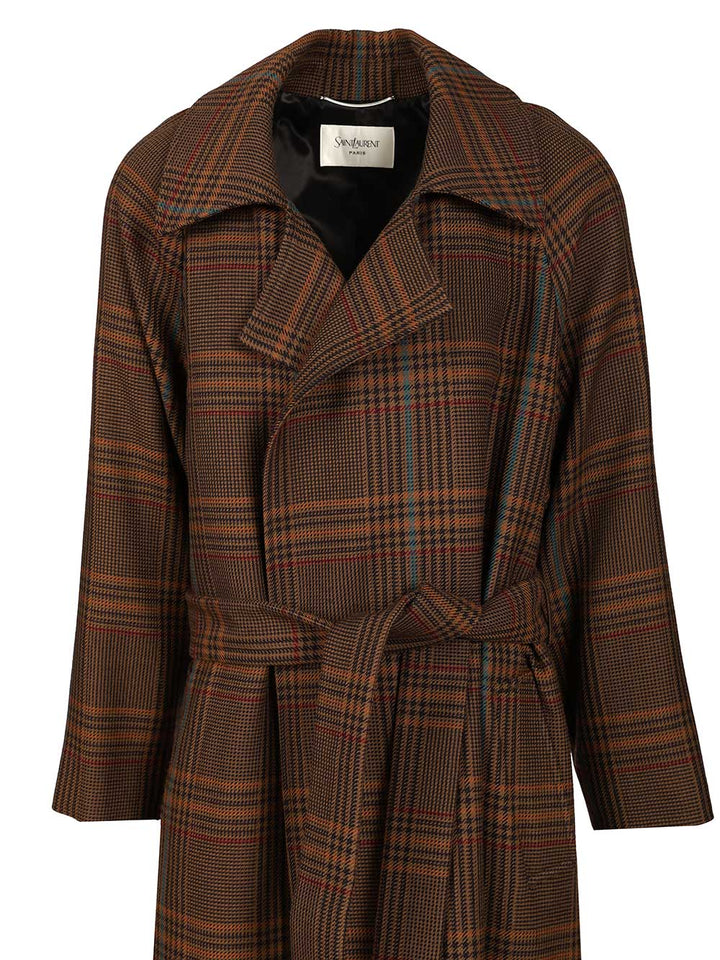 Saint Laurent Long Coat Coats - Brown | aa1aeb7d5a45fd26fee3df73544a16554c6a1cb6