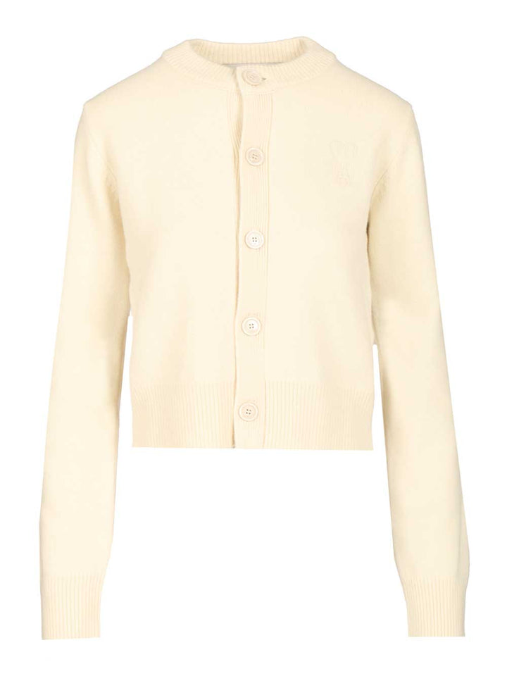 Ami Crew Neck Cardigan Knitwear - White | d653fb1aca1e7e6d32c250c2562b06b717f9aa55