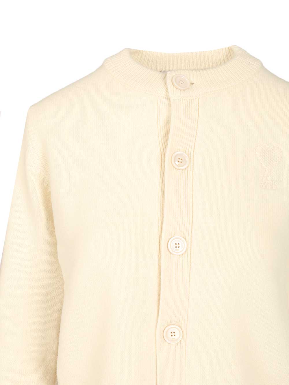 Ami Crew Neck Cardigan Knitwear - White | e70f036667484cb75806b73ddc7d50426c0b13a7