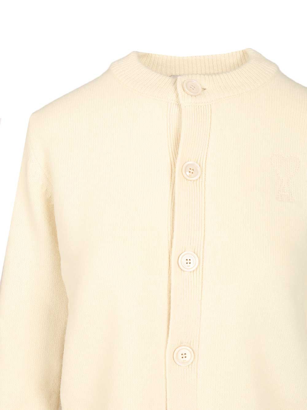 Ami Crew Neck Cardigan Knitwear - White | e49cbb94b379b8b7f3b0e0a0a5f740ebf7f004bc