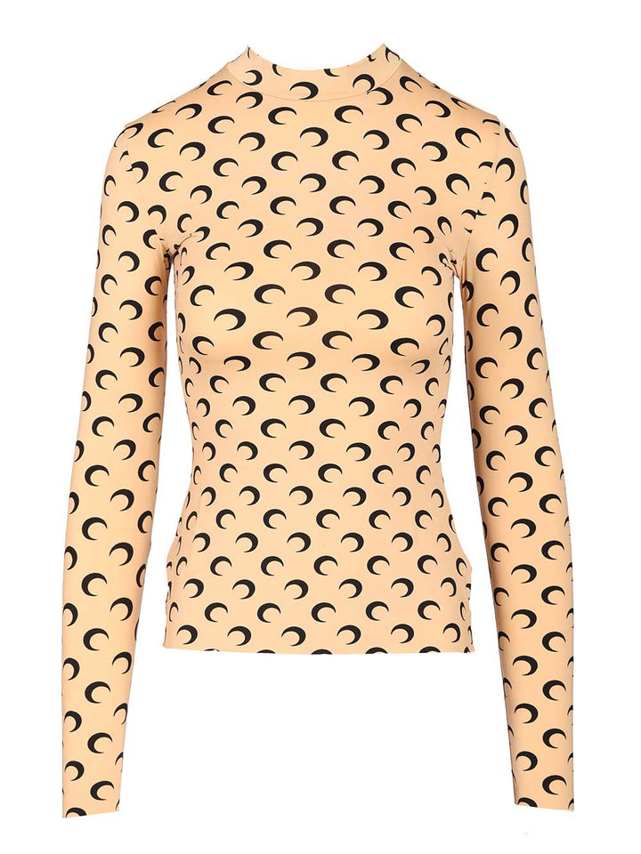 Marine Serre High-Neck Sweater Tops - Beige | 977bb85e36a2d173706831fb1ae55dfb7cb0de88