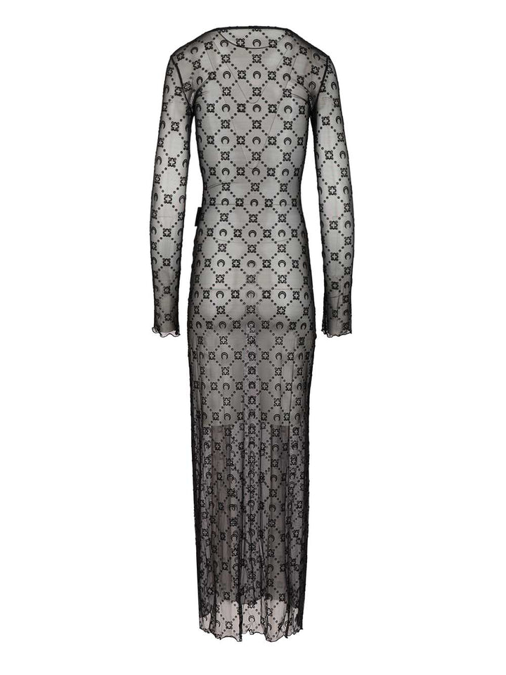 Marine Serre Long Dress Moonogram Dresses - Black | 77629046dba24de86fbe19ff07105a8cb3e88c63