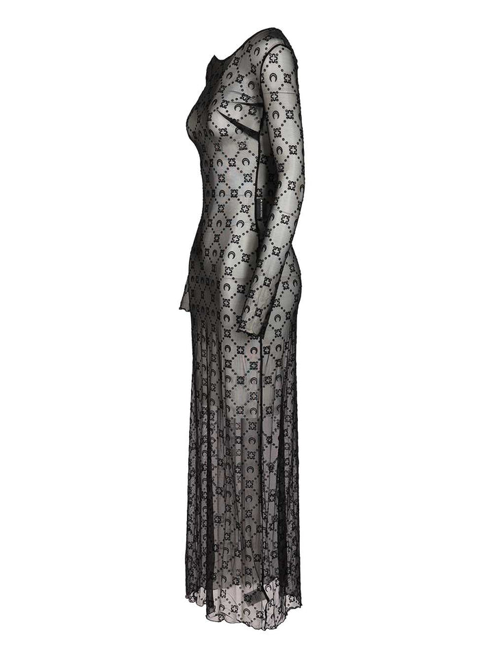 Marine Serre Long Dress Moonogram Dresses - Black | b4b8c060a2596627b9e3d9afe0506fe27baeae82