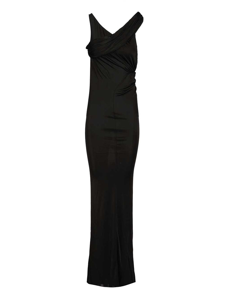 Rick Owens Lilies Sahara Asymmetrical Long Dress Dresses - Black | 580e73fdb334838eec43f0485748ec7e27d6343f