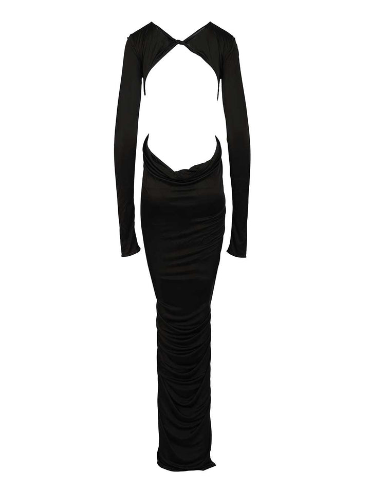 Rick Owens Lilies Poppy Cut-Out Ruched Gown Dresses - Black | a73d174f3a0c392b454b8478c2c9048c1fe13b10