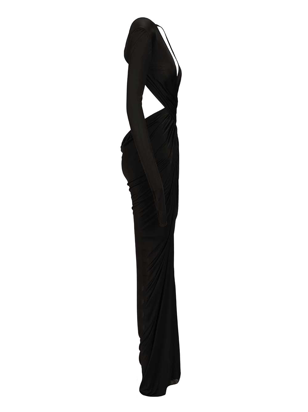 Rick Owens Lilies Poppy Cut-Out Ruched Gown Dresses - Black | 9bf06e807b2f36665f76856117a6d52837f80d66