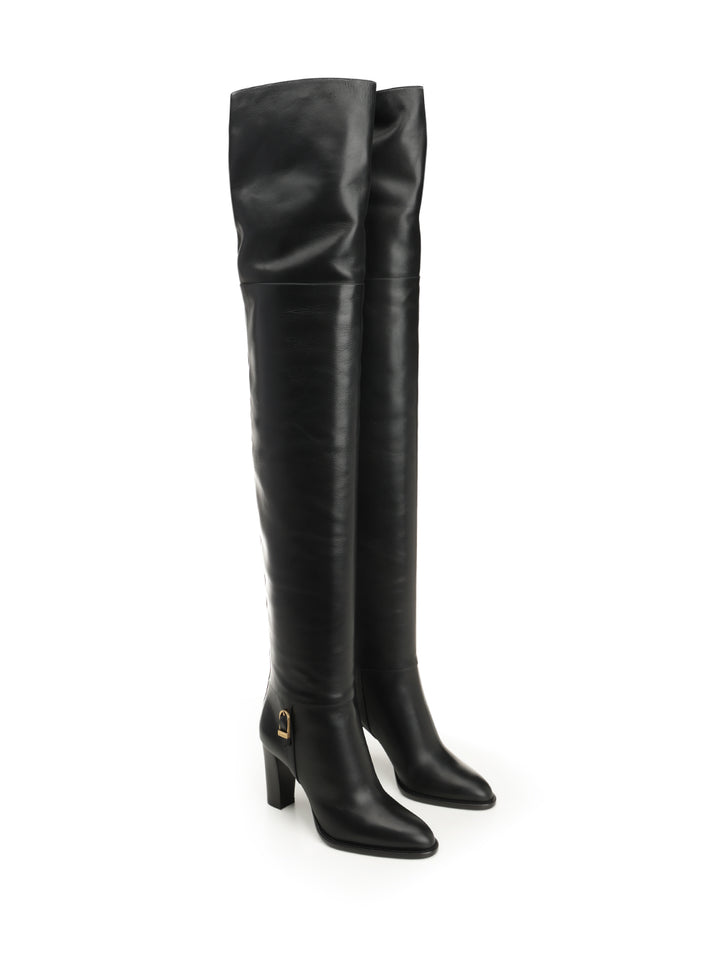 Saint Laurent Julia Over-The-Knee Boots - Black | 389fa82257900aa832f98ac3283d55defe483e17