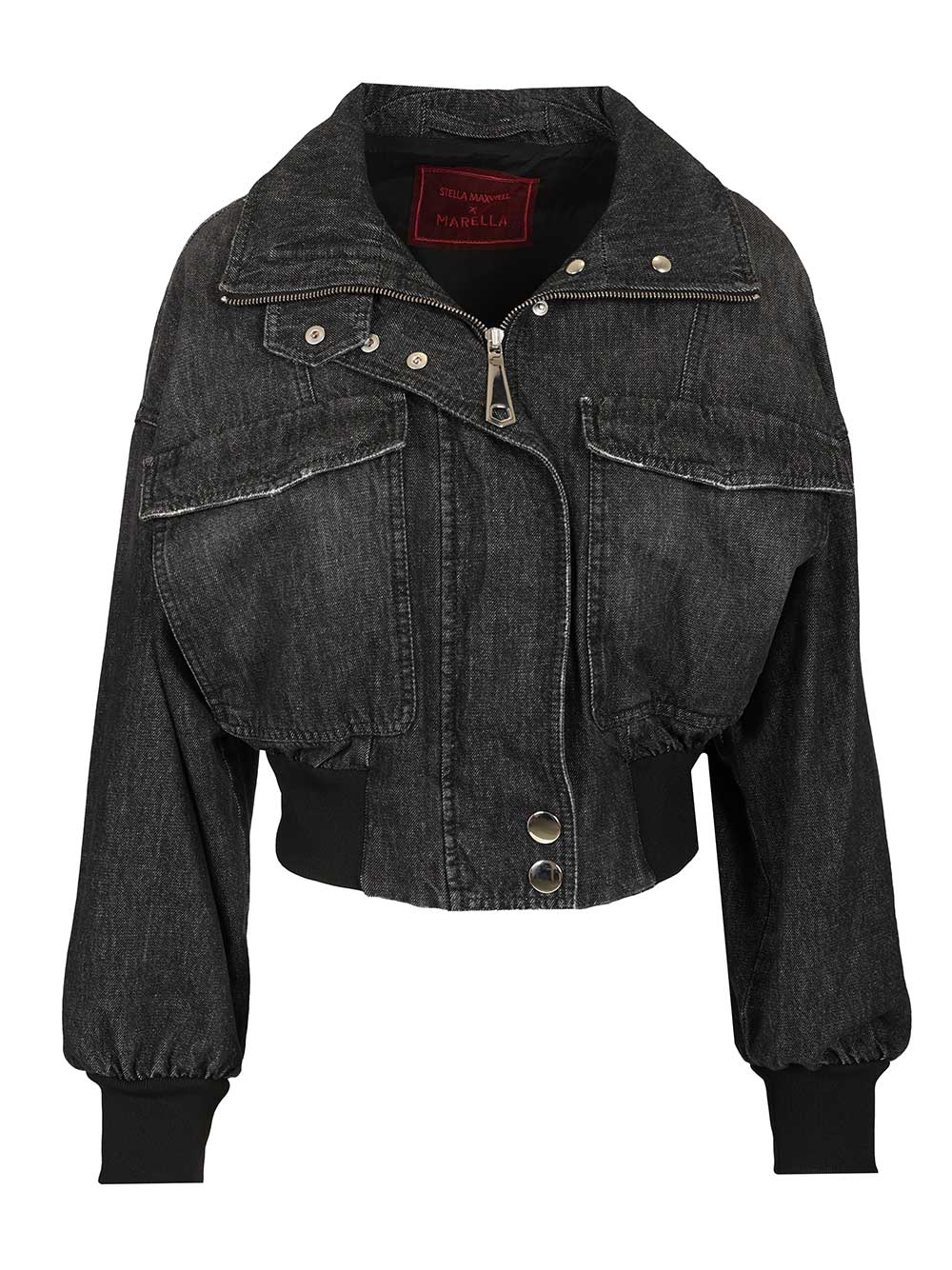 Marella X Stella Maxwell Denim Bomber Jacket Jackets - Black | 2821801c37a6cad3ca869c00a200e45c90c89f4d