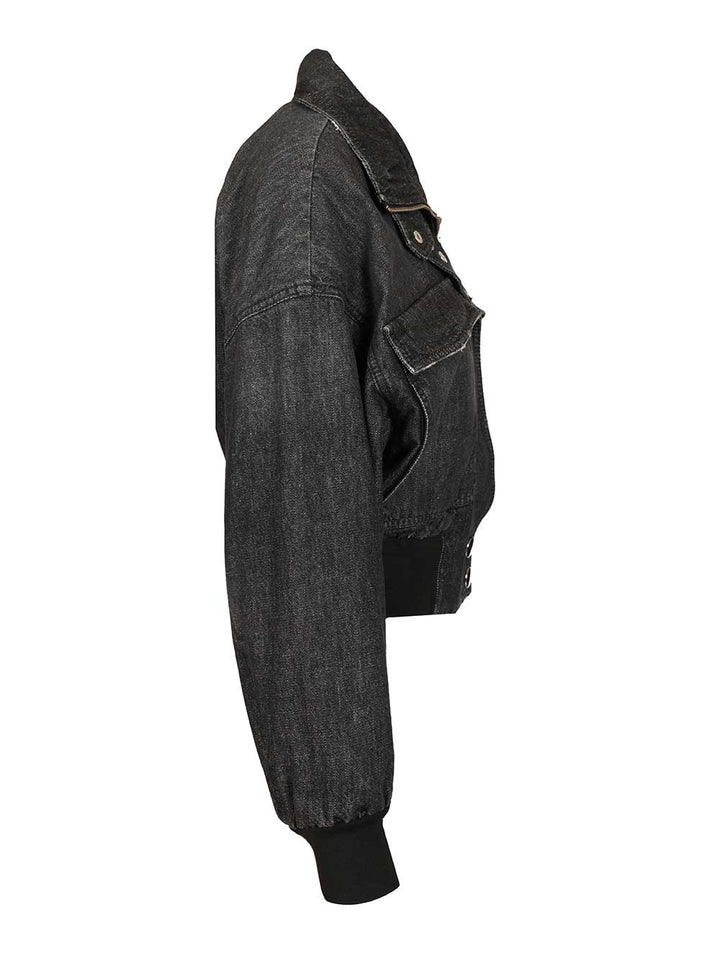 Marella X Stella Maxwell Denim Bomber Jacket Jackets - Black | b34111e8c63a4626d0ba9592fcaa4dbcaf793ec8