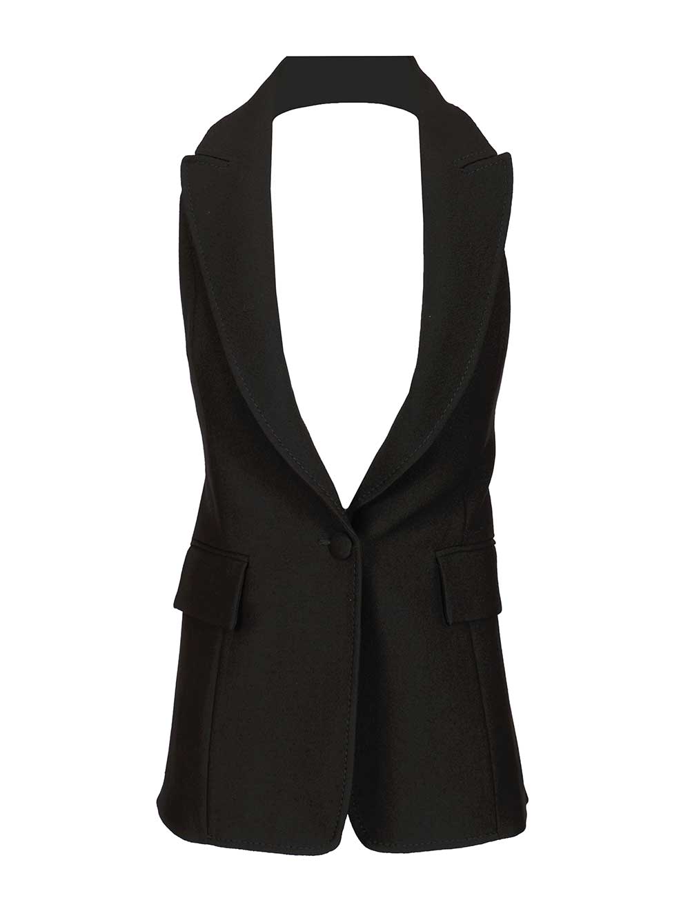 Marella X Stella Maxwell Sleeveless Blazer Top Jackets - Black | 15b10d113ce7efa4751f45095e5a08f798f58fcb