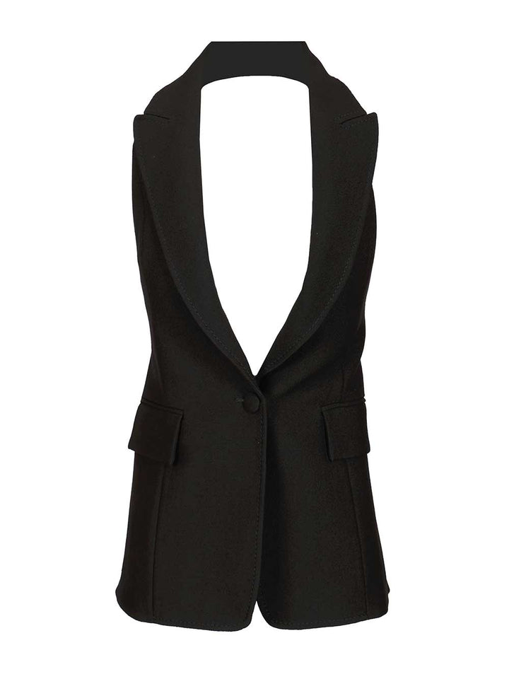Marella X Stella Maxwell Sleeveless Blazer Top Jackets - Black | 15b10d113ce7efa4751f45095e5a08f798f58fcb