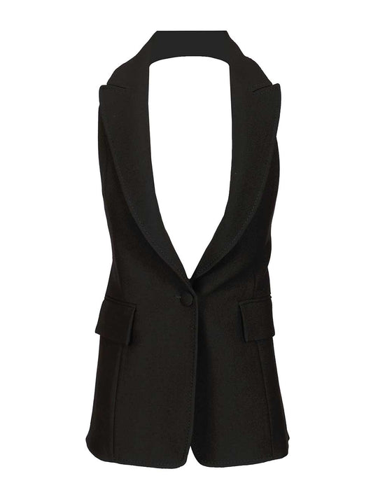 Sleeveless Blazer Top Jackets Black